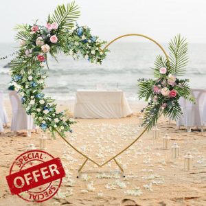 Heart Shape Metal Balloon Arch Kit 2.1M Metal Wedding Arch for Wedding Birthday Photo Background Decorations Arch Climbing Frames