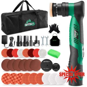 BATOCA S5 Cordless Car Polisher Buffer Sander Dual Action & Rotary Polishing Machine 2X 12V Battery with 1" & 3" Polishing Pads Kit for Car Boat Detailing Polishing Buffing 6-Speed 2000-5500RPM