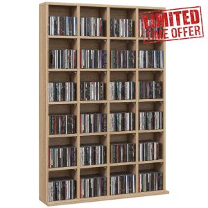 HOMCOM 480 CD/ 312 DVD Storage Shelf Rack Media Storage Unit Shelves Racks Wooden Display Unit with Adjustable Shelves