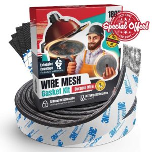 Wire Mesh Gasket Compatible With Kamado Joe - 180" Fiberglass Kamado Joe Gasket Replacement Kit - Fit for Big Green Egg - Kamado Joe Accessories & Replacement Parts - Smoker Gasket Seal by Smoker Chef