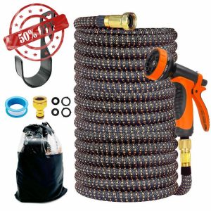 Zanmuk Expandable Garden Hose Pipe - 100ft Expanding Hosepipes for Garden Upgraded 3-Layer Latex with 10 Functions Spray Nozzle