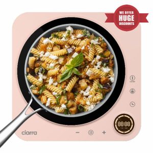 CIARRA CBTIH1A-P Portable Induction Hob 2000W Single Cooking Zone 8 Power Levels Touch Control Glass Panel with Built-In 4 Hours Timer