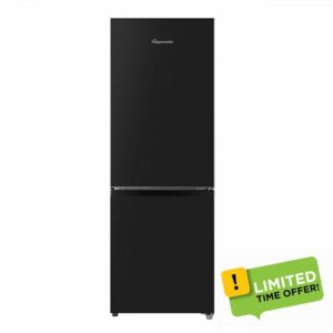 Fridgemaster MC50165EB 50cm Freestanding 60/40 Fridge Freezer - 175-litre capacity with Crisper box - Reversible Door - LED Lighting- 4 Star Freezer Rating - Black - E Rated            [Energy Class E]