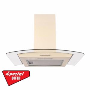 SIA CGH60CR 60cm Cream Curved Glass Chimney Cooker Hood Kitchen Extractor Fa