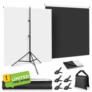 White Black Backdrop with Stand