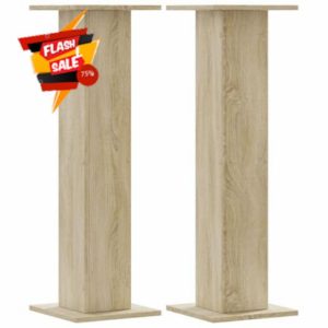 idaXL Speaker Stands 2 pcs - Sonoma Oak - Engineered Wood - Floor Stand 95 cm Height - Sand Fillable - 60 kg Load Capacity