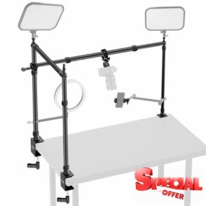 NEEWER Overhead Camera Mount Rig with Dual Ball Head Super Clamp/Phone Holder/C Clamp for Desktop Top Down Shots