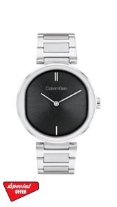 Calvin Klein Analogue Quartz Watch for Women Sensation Collection with Stainless Steel or Leather Bracelets