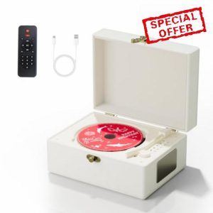 Yintiny Rechargeable Leather CD Player with Speakers