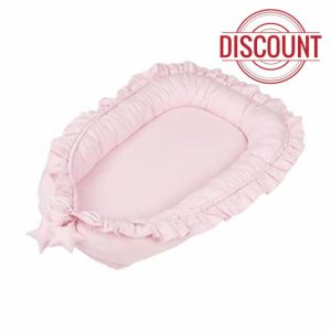 Baby Nest Pod Baby Lounger Cotton Newborn Nest Co-Sleeping Pod Portable Bassinet Mattress with Lace Baby Sleep Pod