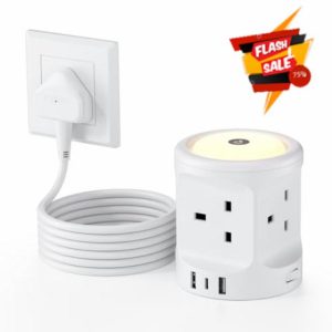 Cube Extension Lead with 3 USB Slots and Night Light