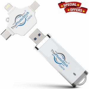 ThePhotoStick® Omni 64GB - Secure Photo & Video Backup and Transfer | Digital File Organization | USB & Multiport Connection for Phones