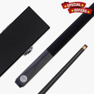 Funky Chalk BCE Christophe Lambert Signature Black Mamba 57 Inch 2 Piece Centre Joint English Pool Cue and Case Set 8.5mm Tip with Black Hard Case