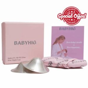 BABYHIG The Orginal Silver Nursing Cups – Silver Nipple Shields for Breastfeeding - Nipple Guards Protector for Breastfeeding - Nipple Shields for Nursing Newborn – Nickel Free – 925 Silve