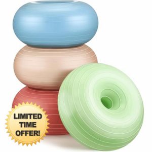 Libima 4 Pcs Flexible Seating for Classroom Inflatable Yoga Ball Chairs with Pump Donut Exercise Ball Chair Cushion Seat for Balance and Stability Training Home Office Gym Workou