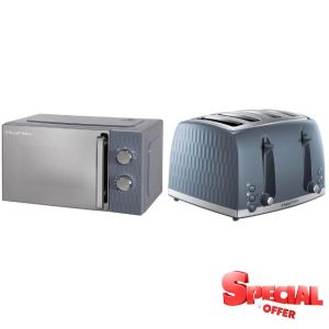 Russell Hobbs Honeycomb RHMM715G 17 Litre 700W Grey Solo Manual Microwave with 5 Power Levels