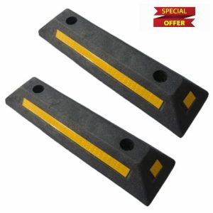 Parking Mats Parking Stopper For Garage 2Pcs Heavy Duty Reflective 19In Garage Parking Aid Impact Resistant Rubber Plastic Parking Block For Community Underground Mall