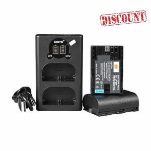DSTE 2Pack LP-E6P(7.4V 2400mAh) Replacement Battery + Dual USB Charger with LCD Display Compatible with Canon EOS R5 Mark II
