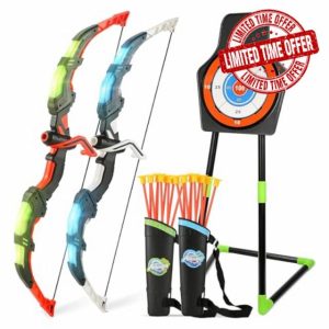 Bow and Arrow Set Kids - Archery Set with LED Lights - Kids Bow and Arrow Set Includes 20 Suction Cup Arrows