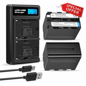 2 Pack 8800mAh Replacement Battery for Sony NP-F970 and USB Charger for Sony NP-F960 NP-F950 NP-F930 NP-F550 NP-F570 NP-F750 Batteries for Sony Handycams