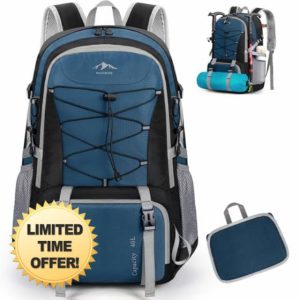 RAINSMORE Hiking Backpack 40L Lightweight Foldable Backpack for Men Women Waterproof Camping Rucksack Daypack for Climbing Walking Cycling Sports Outdoo