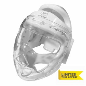 WKF Wacoku Karate Competition Approved White Head Guard W/Face Mask Protecto