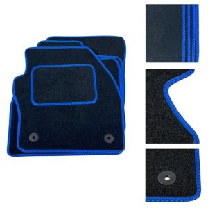 DB Bespoke - Tailored Car Mats - Compatible with Citroen C3 2013-2017 - Black Carpet - Non-Slip Carpet Mat - 4 pc Complete Car Floor Mats with 2 Velcro clips - BLUE
