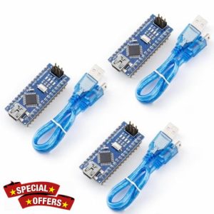 ELEGOO Pre-soldered Nano Board CH 340/ATmega+328P with USB Cable Compatible with Arduino (Nano x 3 with USB Cable)