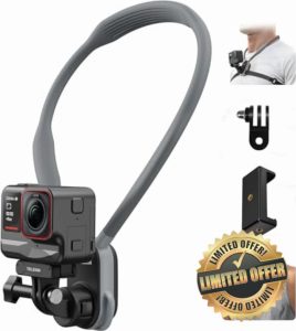 TELESIN° Quick Release Neck Mount for DJI Osmo Action 5 Pro/4 GoPro Hero 13 12 11 10 Insta360 Samsung