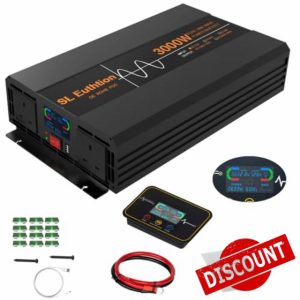 SL Euthtion 3000W/6000W(Peak) Pure Sine Wave Duty Car Power Inverter 50HZ 12V DC to 230/240V AC with LCD Display