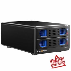 Cenmate 2 Bay 3.5 inch Hard Drive Aluminum Enclosure with Cooling Fan for 2.5"/3.5" SATA HDD/SSD with USB 3.2 Gen 2 10Gbps Type C /A Cable