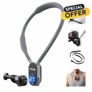 TELESIN° Quick Release Magnetic Neck Mount with Brust Strap for GoPro Hero 13 12 11 10 MAX DJI Osmo Action 5 Pro/4/3/2 Pocket 3 Insta360
