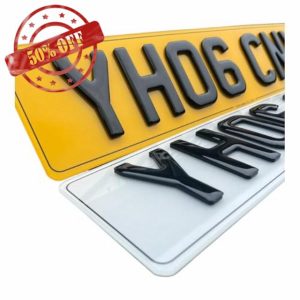 Prime 4D Number Plates Pair 5MM Shiny & Glossy Number Plate - Road Legal/MOT Compliant 4D Plates - 4D Number Plates For Cars UK Legal - Registration Plates For Cars