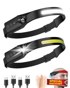 Coyonce 2 Packs Head Torch Rechargeable