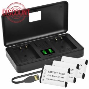 Palogreen 3 pcs NP-BX1 NPBX1 NP BX1 battery and LCD charger for NP-BX1/M8/ZV-1/ZV-1F and DSC HX90 HX95 HX99 WX350 HX400V HDR AS100V FDR X1000 X3000 etc