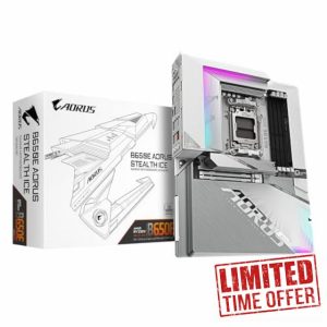 GIGABYTE B650E AORUS STEALTH ICE Motherboard - Supports AMD Ryzen 9000 CPUs- 12+2+2 phases VRM- up to 8000MHz DDR5 (OC)- 1xPCIe 5.0 M2 + 3xPCIe 4.0 M.2- Wi-Fi 7-2.5GbE LAN- USB 3.2 Gen 2x2