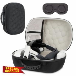 XINGFUDAO Hard Carrying Case Compatible with Meta Quest 3/Quest 3S (with Elite Strap) VR Headset and Controllers