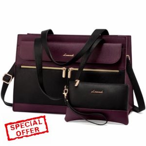 LOVEVOOK Laptop Bags for Women 17.3 Inch Ladies Work Bags Large Tote Bag with Laptop Compartment Designer Handbag Stylish PU Leather Briefcase for School Shoulder Bag for Office Business