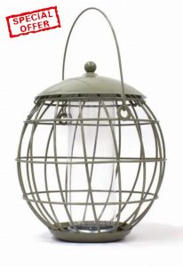 Round Metal Squirrel Proof Mealworm and Suet Pellet Wild Bird Feede