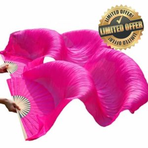 WJPUUS 1 Pair(Left+Right) Belly Dance Fan Artificial Silk Bamboo Fans