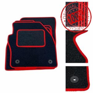 DB Bespoke - Tailored Car Mats - Compatible with Audi A5 Sportback 2017 to Present - Black Carpet - Non-Slip Carpet Mat - 4 pc Complete Car Floor Mats with 8 Velcro clips - RED