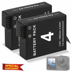 CITYORK Pack of 2 1800 mAh Replacement Battery for DJI Osmo Action 4 / Action 3