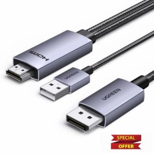 UGREEN HDMI to DisplayPort Cable 2m 4K@60Hz 1440P@144/120Hz 1080P@240Hz HDMI to DP Adapter HDR FreeSync G-Sync Dolby Atmos HDCP 2.3 Compatible with PS5/4 Xbox Series X/S Switch Laptop PC Game Monito