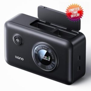 llano 2-in-1 NP-W126S Dual Fast Camera Battery Charger with Built-in 12400mAh Power Bank