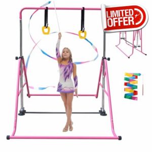 Kegoupdys Gymnastics Bar Foldable Horizontal Bar Gymnastics Equipment for Home Girls/Kids/Children Gymnastics Training Equipment For Little Ones Starting Out Easy to Assemble and Foldable to Store.