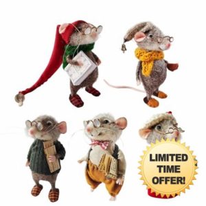 Cute Needle Felted Mouses | 3 Inch Handmade Needle Felting Mice | Wool Felt Christmas Mouses Plush Doll Toy for Kids Adults | Adorable Needle Felted Animal Ornaments for Christmas Decorations