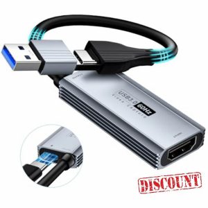 XIIXMASK USB 3.0 Video Capture Card with 100W PD - HDMI to USB/USB-C Capture Card 1440P 30fps & 1080P 60fps Video Capture Device for Streaming