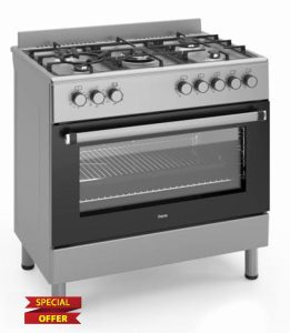 Ferre F9S50E7-X3-IN 90cm Dual Fuel Range Cooker With Double Turbo Fan & 5 Burner(1 Wok) - Stainless Steel            [Energy Class B]