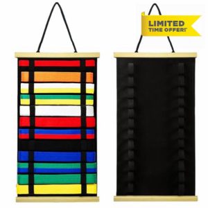 Aiqriwv 12Belts Karate Belt Display Rack with Wooden Frame
