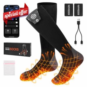 Netraty Heated Socks for Men Women 6000mAh Rechargeable Winter Foot Warmer Electric Heating Socks APP Control 4 Temperature Thermal Socks Washable Heated Ski Socks for Camping